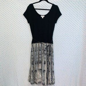 Coldwater Creek Black & White Boho Short Sleeve Maxi Dress